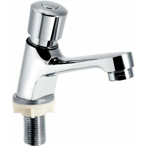 Chrom-Wasserhahn mit Zeitverzögerung, selbstschließend, wassersparend, mit Zeitverzögerung, Spülbeckenhahn für Küche, Badezimmer, öffentliche Bereiche, Silber