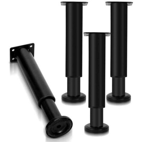 4X Möbelbeine 18–30 cm ausziehbar (schwarz) Sockelbeine Stützbein Schrankbein Verstellbare Sockelbeine Hotelfüße