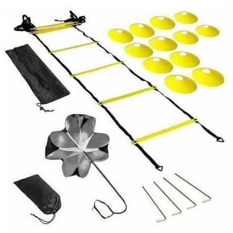 Speed Agility Training Kit Agility Stairs Fußballtreppe mit 12 Sprossen mit 12 Kegeln und 4 Pfählen Fußballtrainingsausrüstung Speed Agility Training Kit
