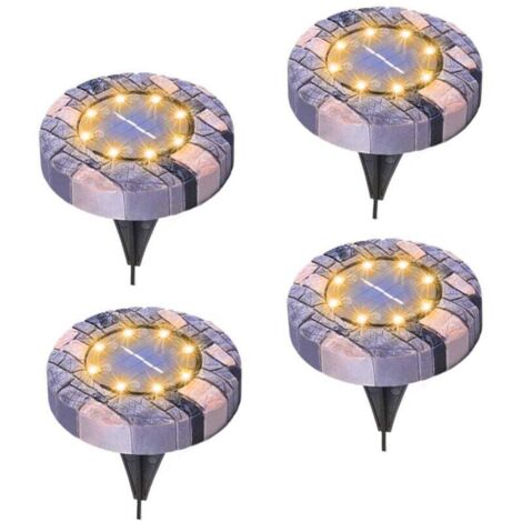 Solarleuchten für den Garten im Freien, 4er-Pack 8 solarbetriebene, wasserdichte LED-Bodenleuchten, Landschaftsbeleuchtung für Rasen, Gehwege und Terrassen, Warmweiß