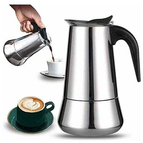 Italienische Kaffeemaschine für 12 Tassen aus Edelstahl, kompatibel mit allen Hitzearten, 12 Tassen