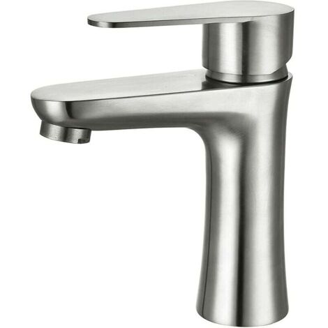 Badezimmer-Wasserhahn, Badezimmer-Mischbatterie aus Edelstahl, moderner, gebürsteter Einloch-Waschtisch-Wasserhahn, Handwäsche, abnehmbarer Luftsprudler, heißes und kaltes Wasser verfügbar