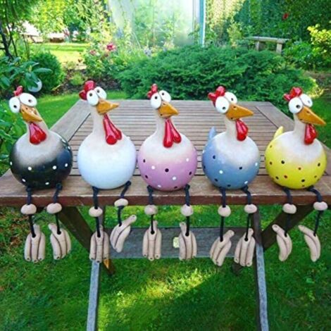 Deko-Hahn aus Kunstharz und Keramik - 25 cm - Gartendeko - Gartendekoration - Wetterfeste Statuette
