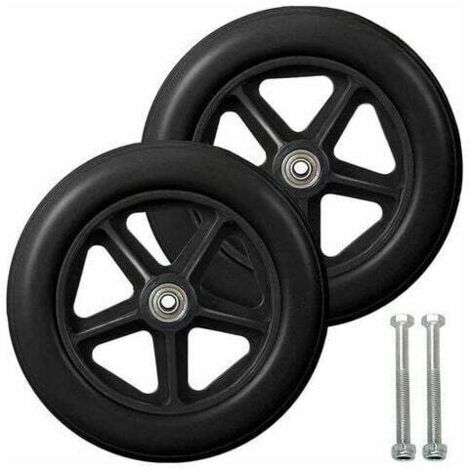 Zoll Vorderräder (2er-Pack), solide, rutschfeste Ersatzräder, für Rollstühle, Gehhilfen und Rollatoren (schwarz)