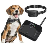 2-in-1-drahtloser elektrischer Hundezaun, Haustier-Eingrenzungssystem mit wiederaufladbarem, wasserdichtem Empfänger, verstellbares Hundetrainingshalsband. FLITI