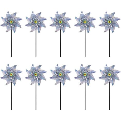 Ahlsen Reflektierende Windmühle, 10 Stück Anti-Vogel Reflektierende Windmühle, Outdoor-Garten-Windmühle, Vogelabwehr
