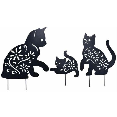 Ahlsen Dekoration für den Außenbereich, Acryl, schwarze Katze, Metall-Gartenpfähle für den Außenbereich, für Innen- und Gartendekoration (1/5)