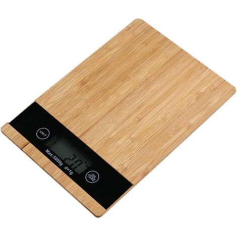Professionelle hochpräzise elektronische Küchenwaage, 5 kg/1 g, Bambusbrett, Heimgebrauch, Lebensmittel-Kochwaage, hohe Präzision (1/5)