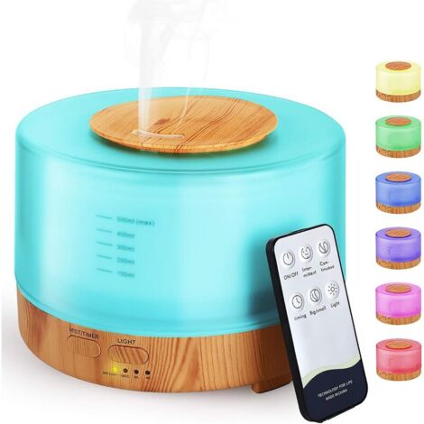 Ahlsen Diffusor für ätherische Öle, 500 ml, Bluetooth-Lautsprecher, Ultraschall-Luftbefeuchter, leiser, kühler Nebel, elektrischer Duft, 7 Farben mit App für Büro, Spa, Yoga, Gelb (Batterien nicht im