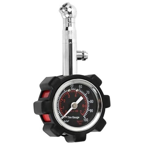 Ahlsen Reifendruckmesser, Reifendruckmesser 7 Bar 100 Psi mit großem Zifferblatt 1,5 Zoll, professioneller Mechaniker Reifendruckmesser für Motorradautos (1/5)