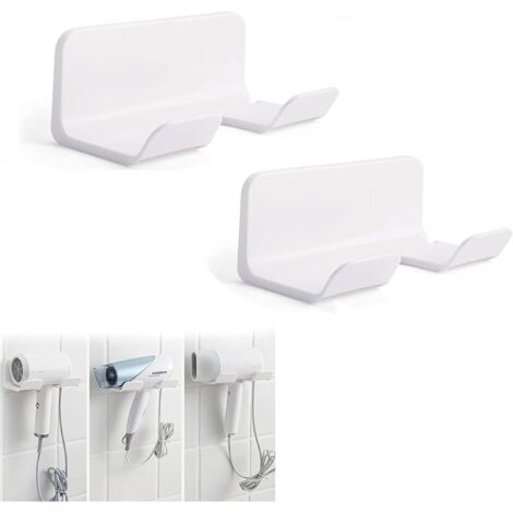 CCYKXA pcs Hair Dryer Holder, Hair Dryer Holder Without Drilling, Wall Mounted Hair Dryer Holder, Hair Dryer Storage Organizer, Plastic Hair Dryer Holder (White) (1/5)