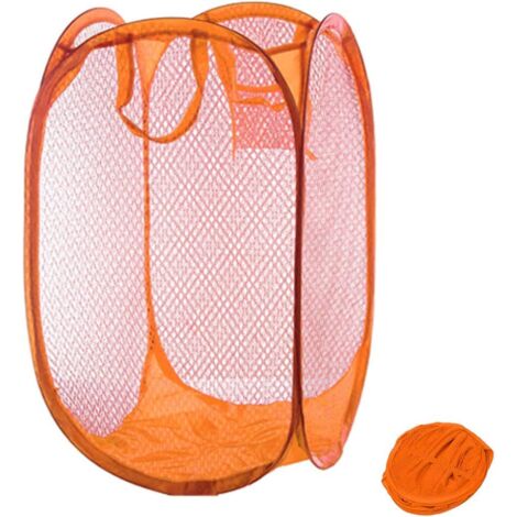 Collapsible Mesh Laundry Hamper for Bedroom, Kids Room, College Dorm and Travel (Orange) (1/5)