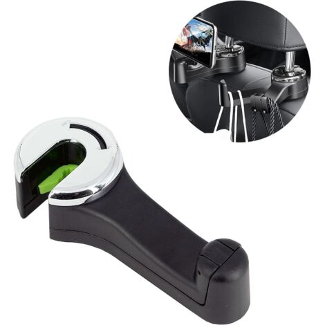 CCYKXA in 1 Car Headrest Mount with Cell Phone Holder, 360° Rotating Back Hook for Car Bag, Purse, Tissue, Food, Backseat(1 Pack Silver). (1/5)