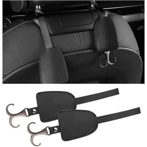 CCYKXA 2PCS Zinc Alloy Seat Headrest Hooks, Microfiber Leather Car Seat Hooks, Multifunctional Hanger for Handbags Coats Grocery Bags Car(Black) (1/3)