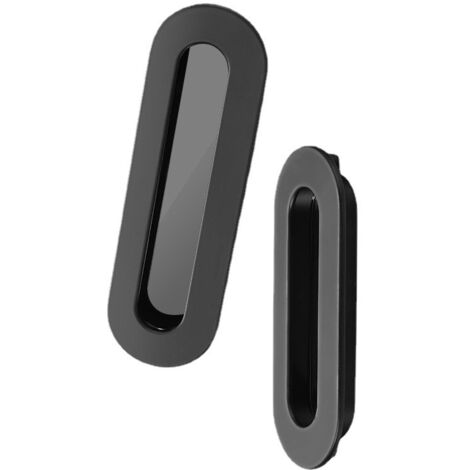 CCYKXA 2 Pack Black Recessed Sliding Door Handles Metal Cabinet Drawer Pulls with Screws (1/4)