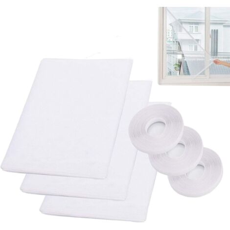 3 x Mosquito Nets for Window, Upgrade Window Mosquito Netting 1.5m x 1.3m DIY Mosquito Repellent Protector Kit, with 3 Rolls Self-adhesive Strips (10mm Wide) (1/5)