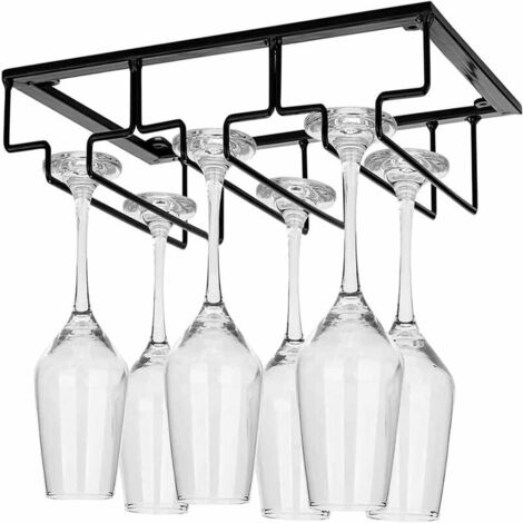 Kitchen Storage Accessory Wine Glass Rack, Metal Wine Glass Holder, Hanging Stemware Holder, Glasses Rack, with Mounting Screws, 3 Rows Large Capacity, P (1/5)