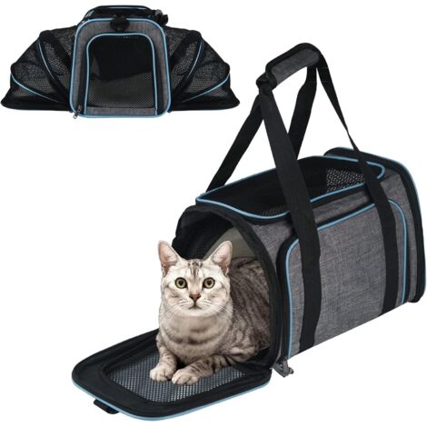 Breathable Expandable Cat Dog Carrier Bag, Foldable Pet Sling Shoulder Bag with Detachable Mattress, Carry Cage for Camping Hiking Travel (M) (1/5)