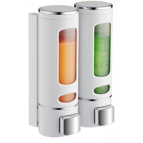 Wall Mounted Soap Dispenser 400ML X 2 Shampoo and Shower Gel Dispenser Double Shower Soap Dispenser Wall Mounted Liquid Soap Dispenser Manual Hand Sanitizer Dispenser