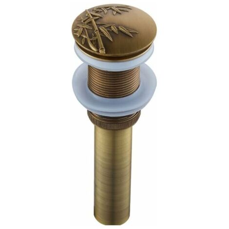 Automatic Push Open Sink Drain Plug for Washbasin, Antique Brass Click-clack Pop-up Waste Plug Without Overflow, Universal Bathroom Accessory Drain System,GU.B/bon
