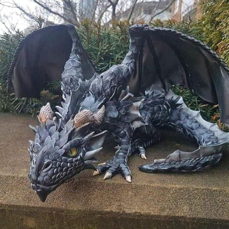 Garden Dragon Figurine, 21×15×10 Cm Garden Dragon Statue, Resin Dragon Statue, Dragon Garden Ornament, Dragon Sculpture, Animal Decoration for Indoor Outdoor