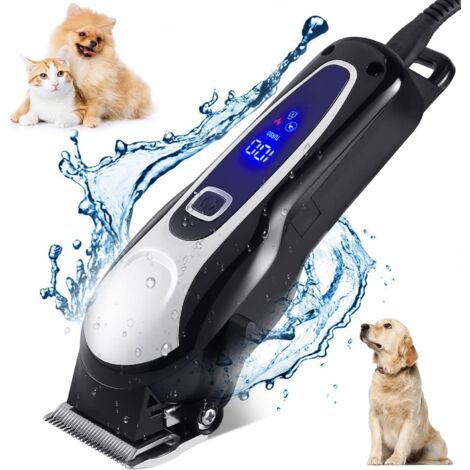 Professional Dog Clippers, Cordless Electric Dog Clippers for Long and Thick Hair, Professional Dog and Cat Clippers, Pet Grooming Kit, Safe Sharp Blade, Low Noise, LCD Display