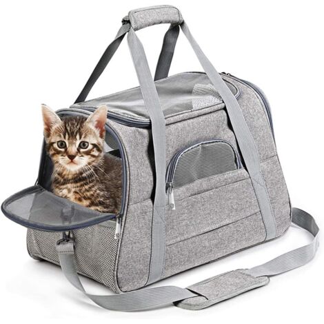 Cat Dog Carrier Bag, Breathable Shoulder Handbag for Cat Dog Pet (Gray) (1/5)
