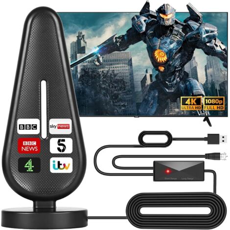 Indoor TV Aerial,560+ Miles Range Digital TV ariels indoor for Smart TV and Older TV's with Signal Booster,Support 4K 1080P HD Local Channels - 18FT HD Cable