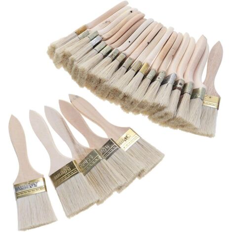 23 Pack Flat Bristle Paint Brush Set with Wooden Handle for Walls and Furniture 2 Inches