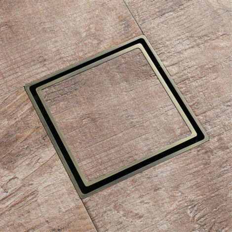 Brass Shower Drain Invisible Shower Drain Square Floor Drain 11.6x11.6cm Floor Drain with Floor Drain Cover, Strainer, ABS Deodorizing Core