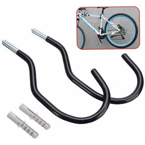 Pair Bike Hook, Fits All Types of Bikes, Large Opening, Easy On/Off - Perfect Hooks/Hangers for Garage Ceiling and Wall Bike Storage and Hanging, Black (1/5)