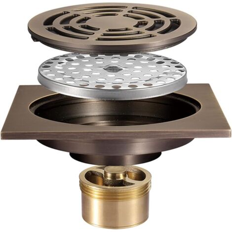 4 Inch Round Shower Drain, Floor Drain with Removable Grate, Chrome Plated Solid Brass Deodorant Shower Drain for Hotel Bathroom