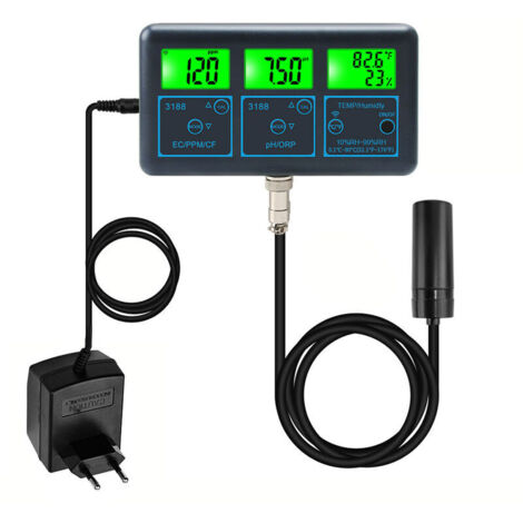 Tuya WiFi 7in1 Water Quality Tester Multi-parameter Water Analyzer Digital Display PH/ORP/EC/PPM/CF/Humidity/Temperature Monitoring Meter for Drinking Water Aquarium Aquaculture Pi
