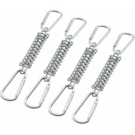 Tension Spring Buckle Awning Fixing - Shade Sail Fixings Accessories Stainless Steel with 4 Coil Springs 8 Carabiners for Tents Awnings Camping, 4 Pcs,SEMAket (1/5)