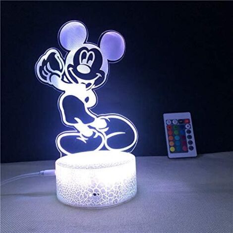 3D Illusion Lamp Mickey Mouse Led Night Light, 7 Colors Flashing Bedroom Decoration Gift, Decorative Bedside Lamp Night Light Creative Gift