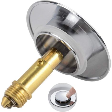 AIPERQ Basin Pop-up Drain Plug Universal Brass Spring Bolt Sink Stopper Pop Up Basin Waste Flap for Kitchen Bathroom Sink - Chrome Brass Plating