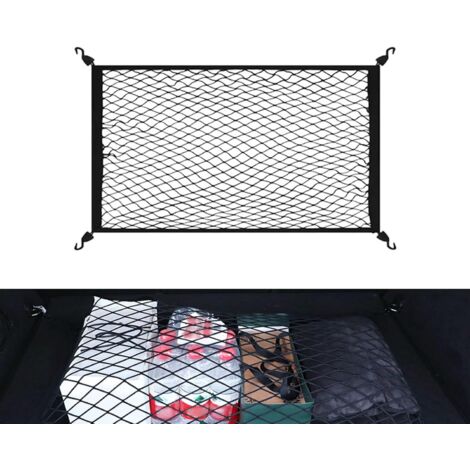 CCYKXA Car Trunk Net 60x40cm Luggage Net with 4 Hooks Elastic Cargo Net Cargo Net Organizer Car Storage Mesh for Trucks, SUVs (1/5)