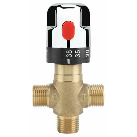 Hot Cold Water Mixer Valve Solid Brass Thermostatic Mixer Tap Fixed Temperature Faucet for Sink Kitchen Bathroom Toilet G1/2 3545℃ 15mm (1/5)