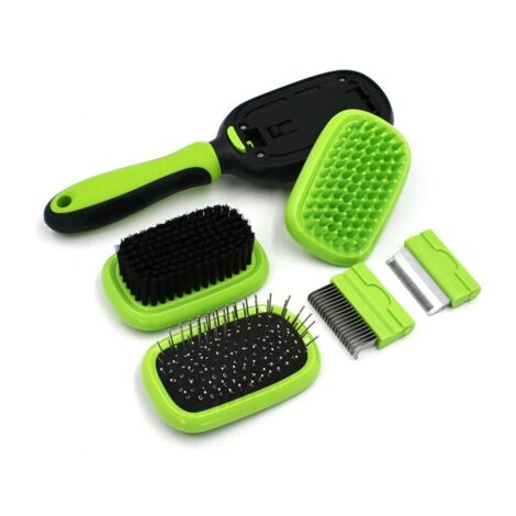 Dog Cat Brush, For Long and Short Hair, 5-in-1 Grooming Brush Set, Removes Dead Hair and Tomentosis, Comb, Clean, Massage, Bathe, Care and Polish (1/4)
