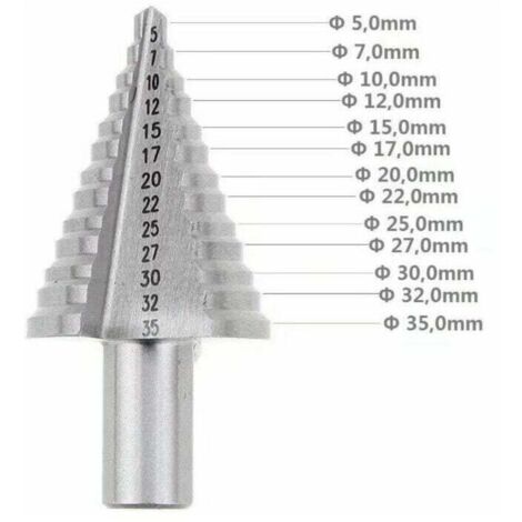 Metal Drill Bit for Drill Metal Drill Bit for Drill, HSS Step Drill Bit, Double Slot Conical Step Drill Bit (5mm-35mm) (1/5)