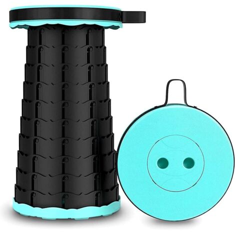 Portable folding stool. Folding chair for camping, telescopic maximum load 220 kg, for fishing, travel, the elderly with strap to carry it, lightweight (blue)