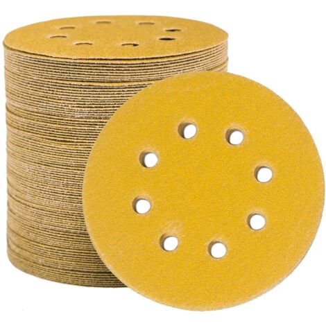 CSPARKV Sanding Discs Sandpaper 125mm, 100pcs Sanding Discs Sander Round Sanding Pads 8 Holes for Sanding Polishing Derusting (1/5)