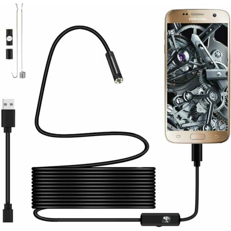 USB Endoscope Inspection Camera 720p Endoscope Camera 5.5mm IP67 Waterproof Probe Inspection Cameras 1.5m Semi-Rigid Cable With 6 Leds, Type-C Compatible With Otg Android Phones,