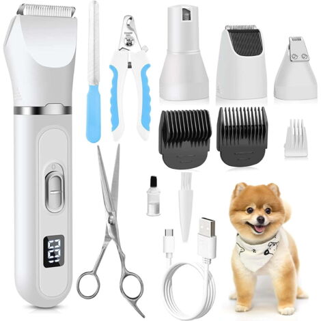 Dog Trimmer for Grooming Kit Hair Clipper with LED Display, Low Noise Paw Trimmer- Rechargeable - Cordless Quiet Nail Grinder Shaver for Dog,Cats and Other Pets
