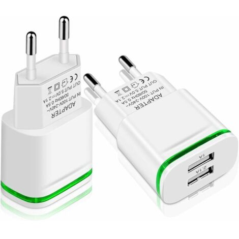 USB Wall Charger, 2-Pack 2.1A 5V 2 Ports Universal Power Adapter LED Replacement for iPhone 11 XR X XS Max 8 7 6 6S Plus 5S, Samsung Galaxy/Note, Pad, Xiaomi Phone (1/5)