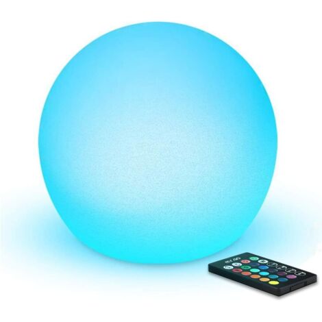 20cm Light Up Ball LED Sphere Lamp with Remote Control and 16 Dimmable RGB Colors, Color Changing Mood Light, Rechargeable Night Light LED Bedside Lamp for Child and Adult