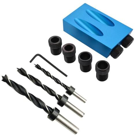 14pcs Oblique Hole Jig with 15° Drill Bits Woodworker Positioner,Pocket Hole Jig,Woodworking Corner Drill Guide with 6/8/10mm Hole Adapter