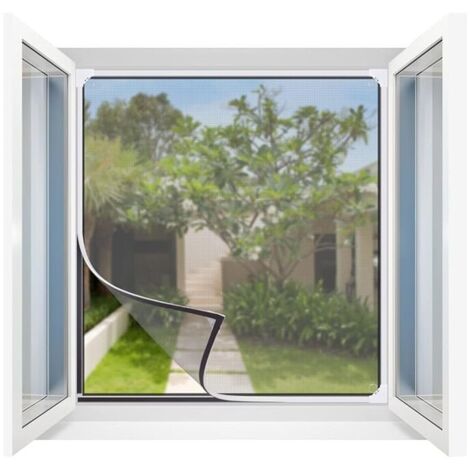 Window fly screen with innovative magnetic attachment Fly screen up to 150 x 130 cm can be cut to size, no drilling or screwing required Attachment with 16 magnets [black]