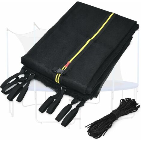 244 CM Trampoline Safety Net, 6 Pole Trampoline Net, UV Resistant, Double Zipper, Inner Edge Design, Black