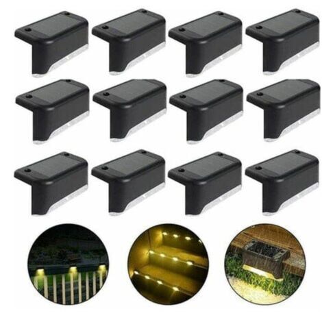 Waterproof Solar Fence Light, Solar Patio Light, Stair Light, IP65 LED Solar Garden Lights for Patio Stair Fence (Warm Black Light, 12 Pack)